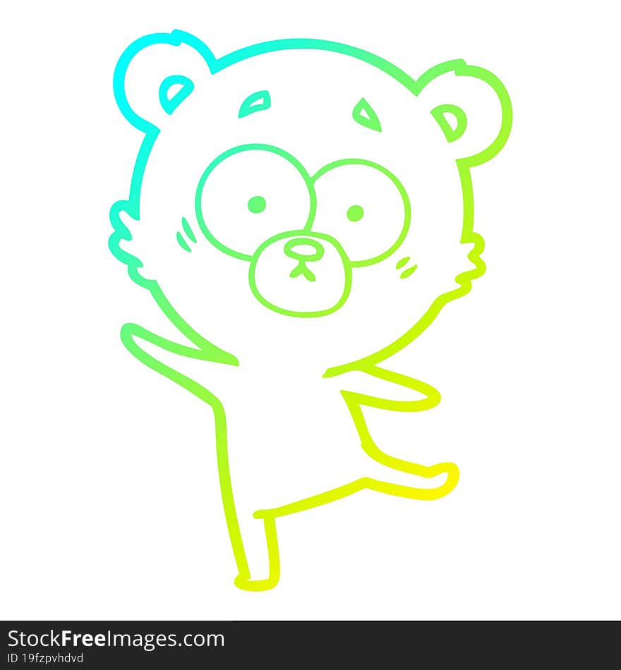 Cold Gradient Line Drawing Worried Bear Cartoon