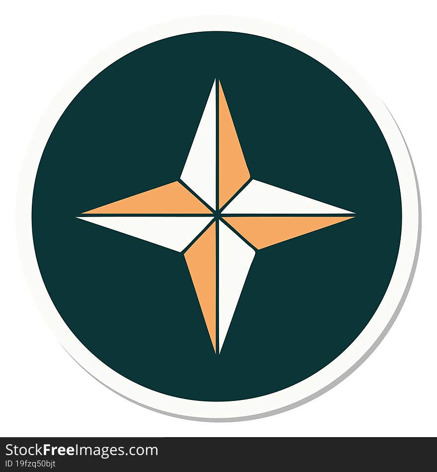 sticker of tattoo in traditional style of a star. sticker of tattoo in traditional style of a star