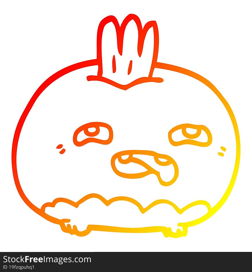 warm gradient line drawing of a cartoon happy root vegetable