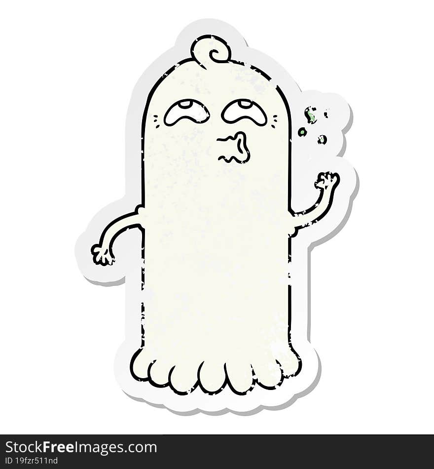 Distressed Sticker Of A Cartoon Ghost