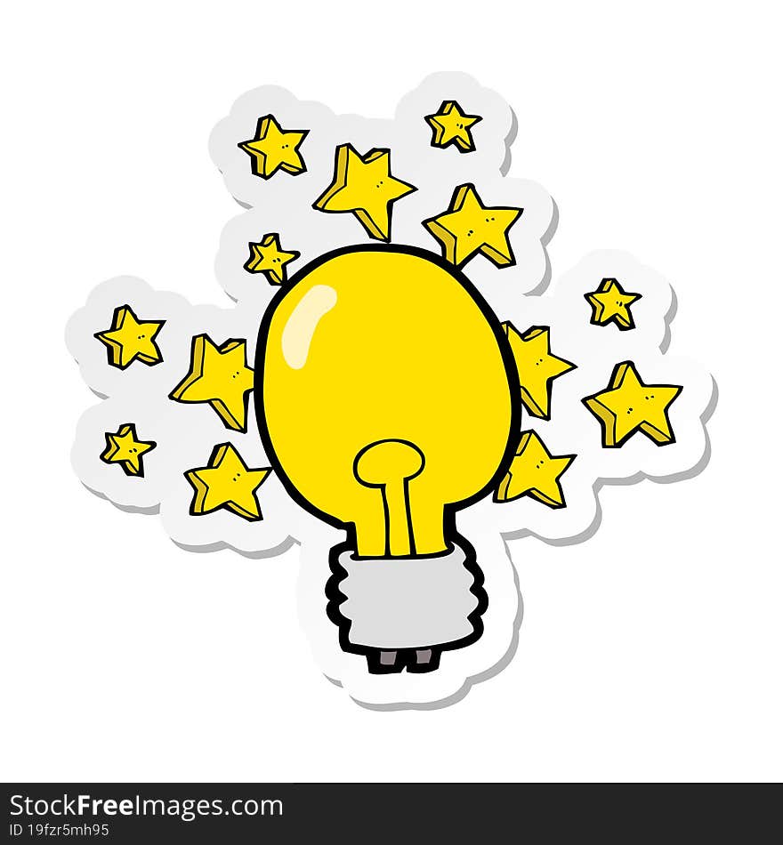 sticker of a cartoon light bulb