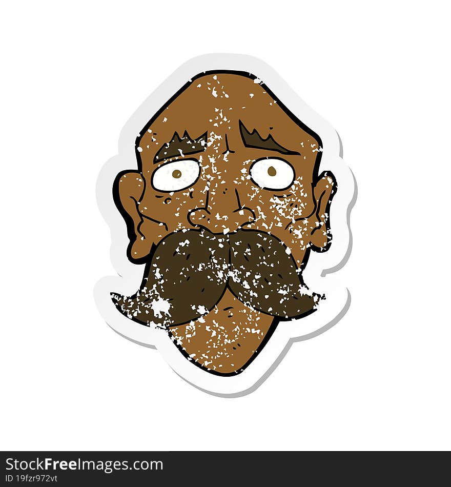 retro distressed sticker of a cartoon sad old man