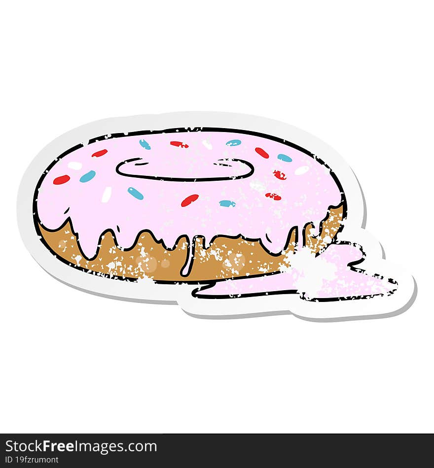 distressed sticker of a cartoon donut