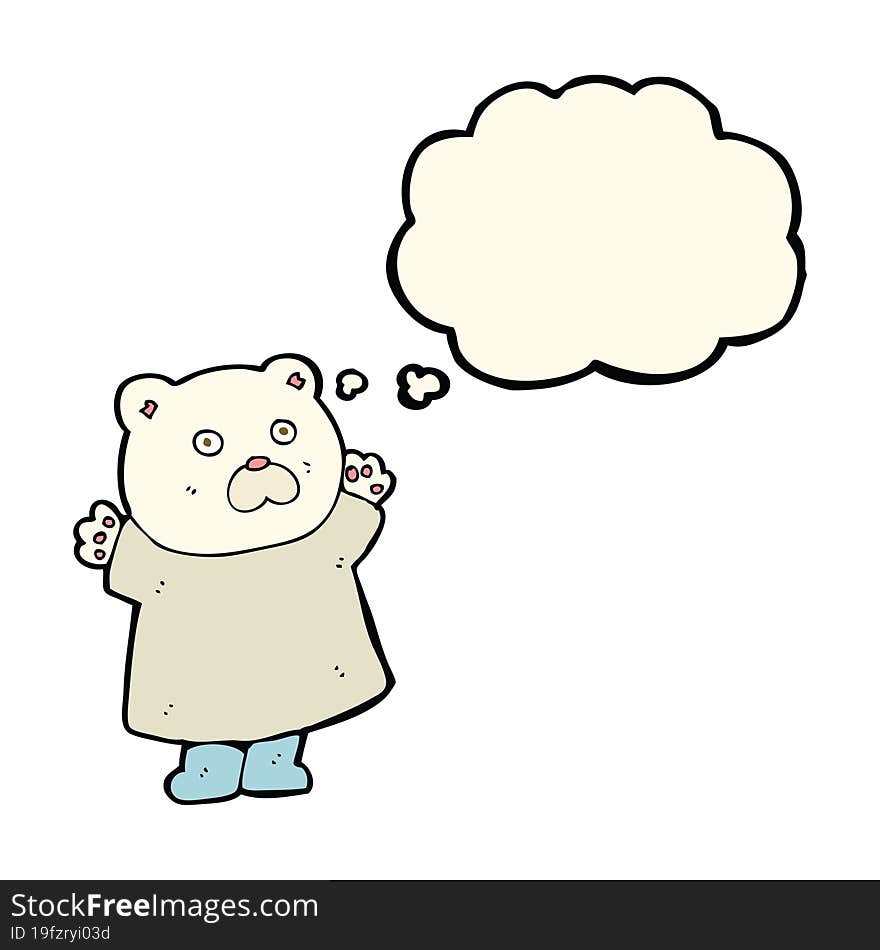 funny cartoon polar bear with thought bubble