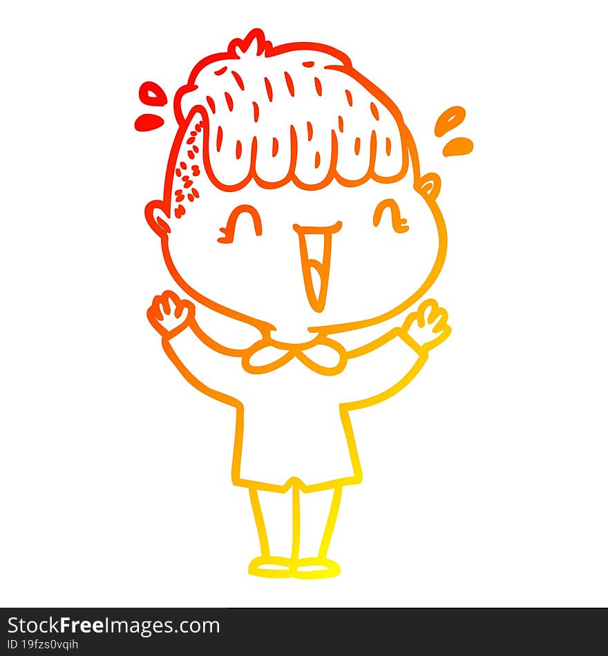 warm gradient line drawing cartoon happy boy surprised