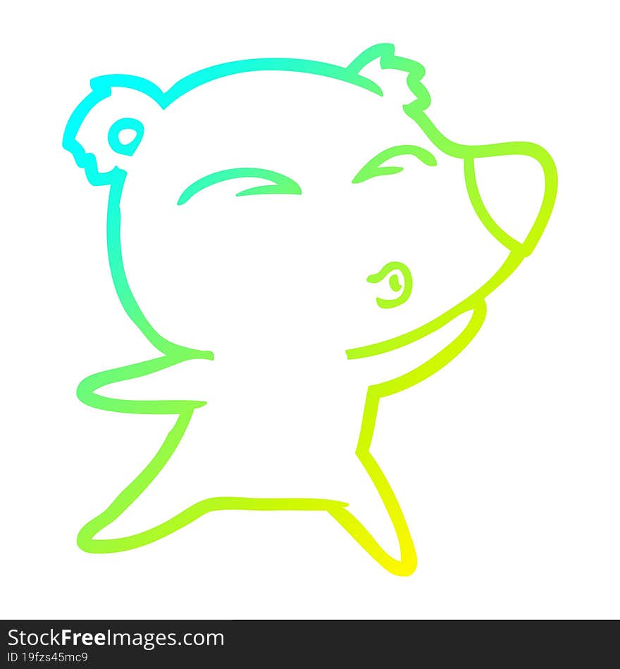 Cold Gradient Line Drawing Cartoon Whistling Bear