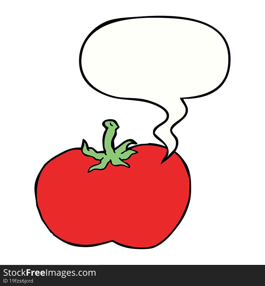 cartoon tomato and speech bubble