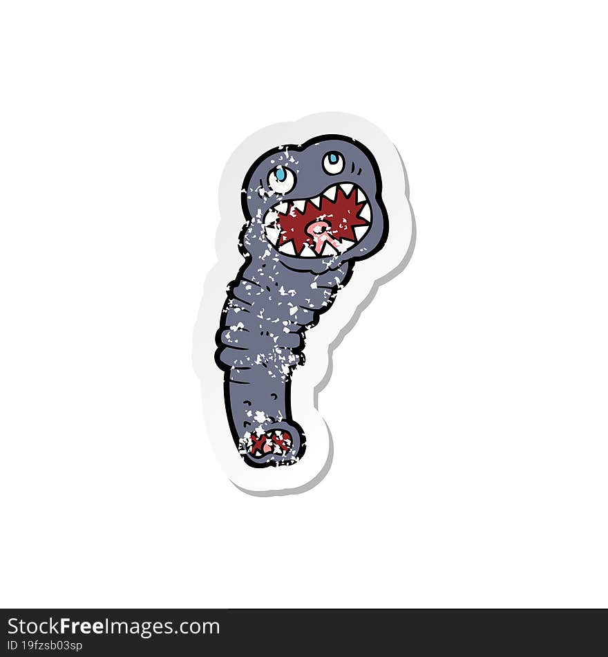 retro distressed sticker of a cartoon leech