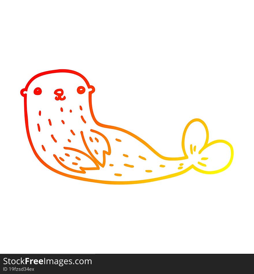 warm gradient line drawing cartoon seal