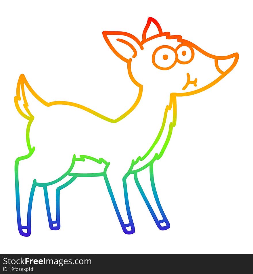 rainbow gradient line drawing of a cartoon deer