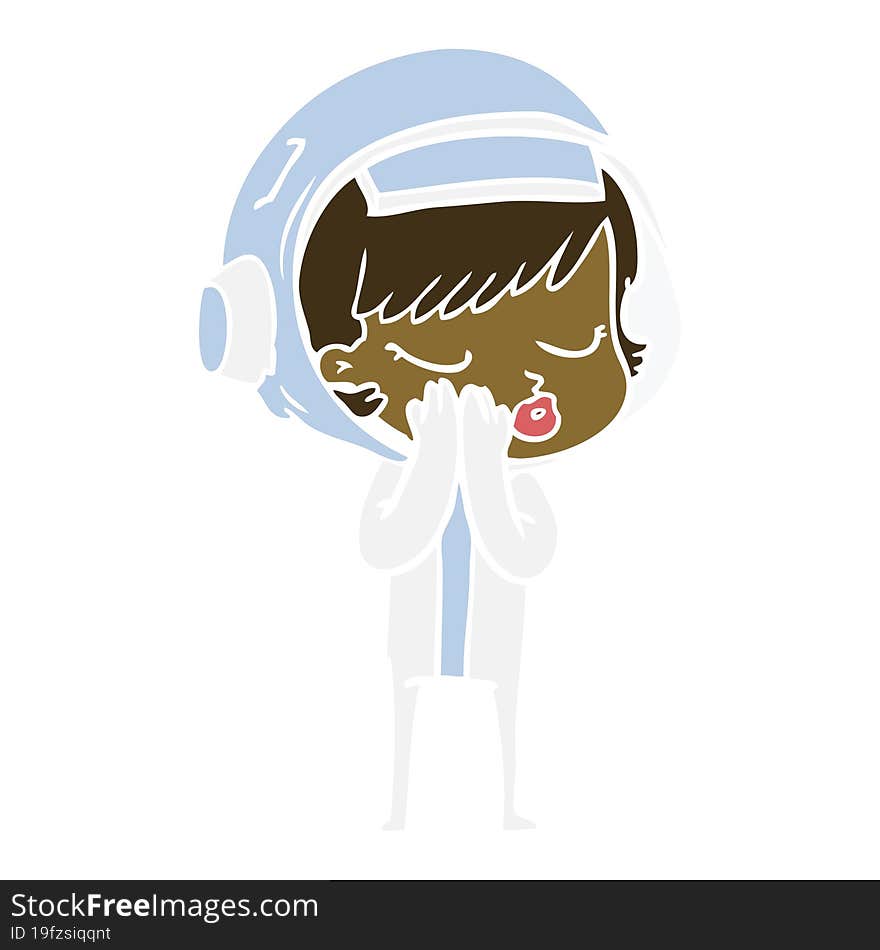 flat color style cartoon pretty astronaut girl