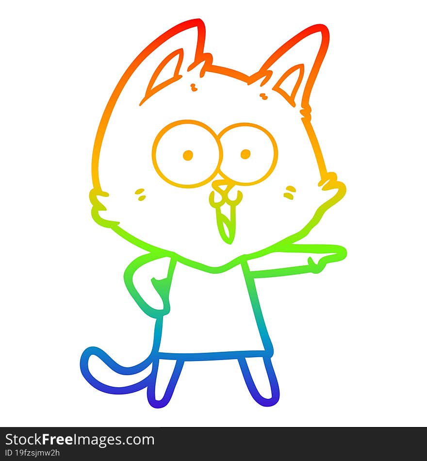 rainbow gradient line drawing funny cartoon cat