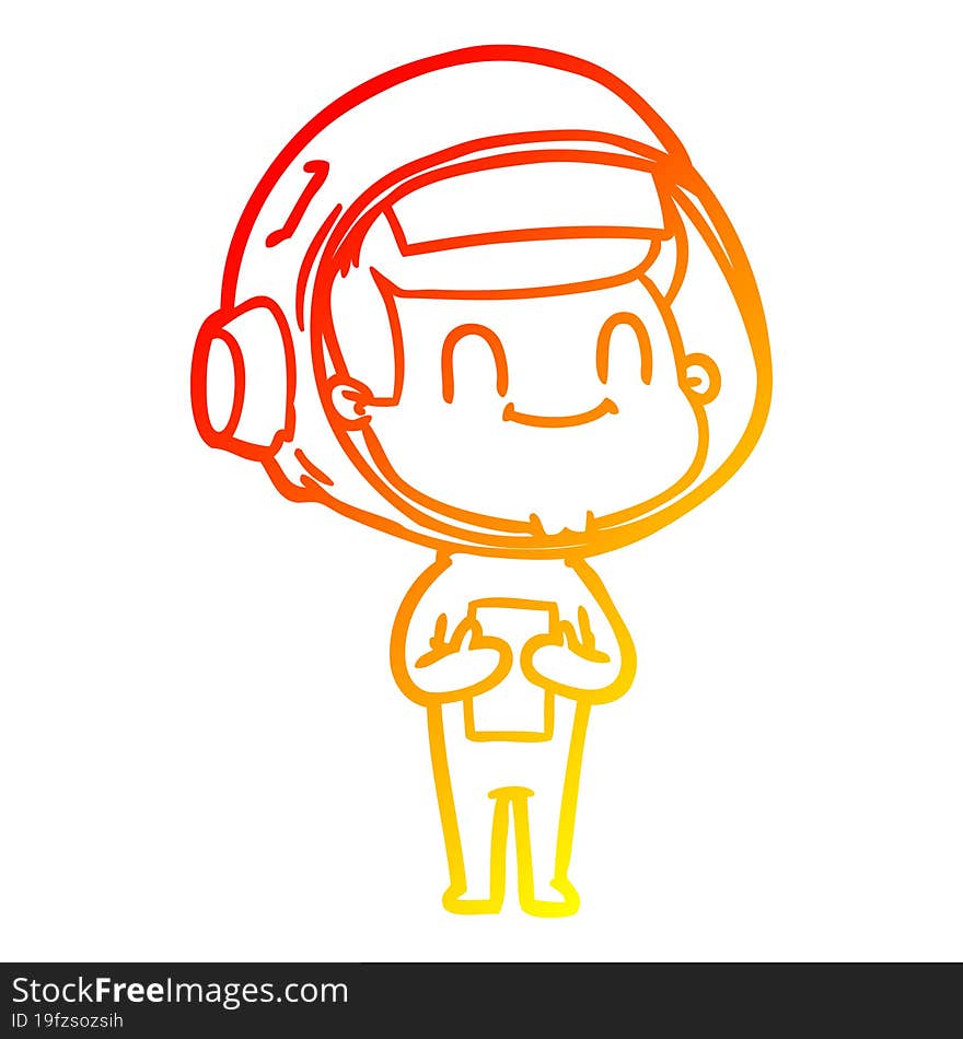 warm gradient line drawing happy cartoon astronaut man