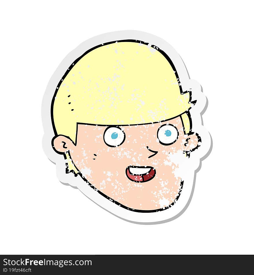 Retro Distressed Sticker Of A Cartoon Man With Big Chin