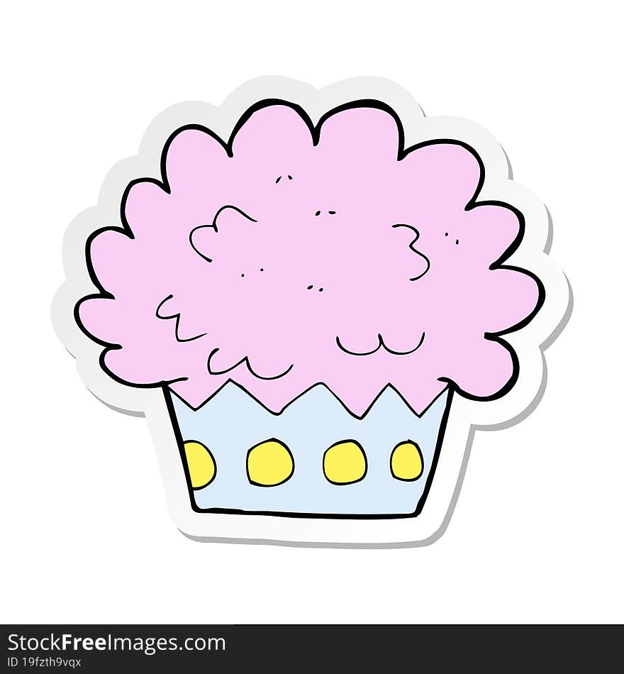 sticker of a cartoon cup cake