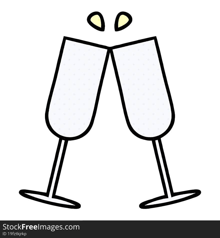 comic book style cartoon of a clinking champagne flutes