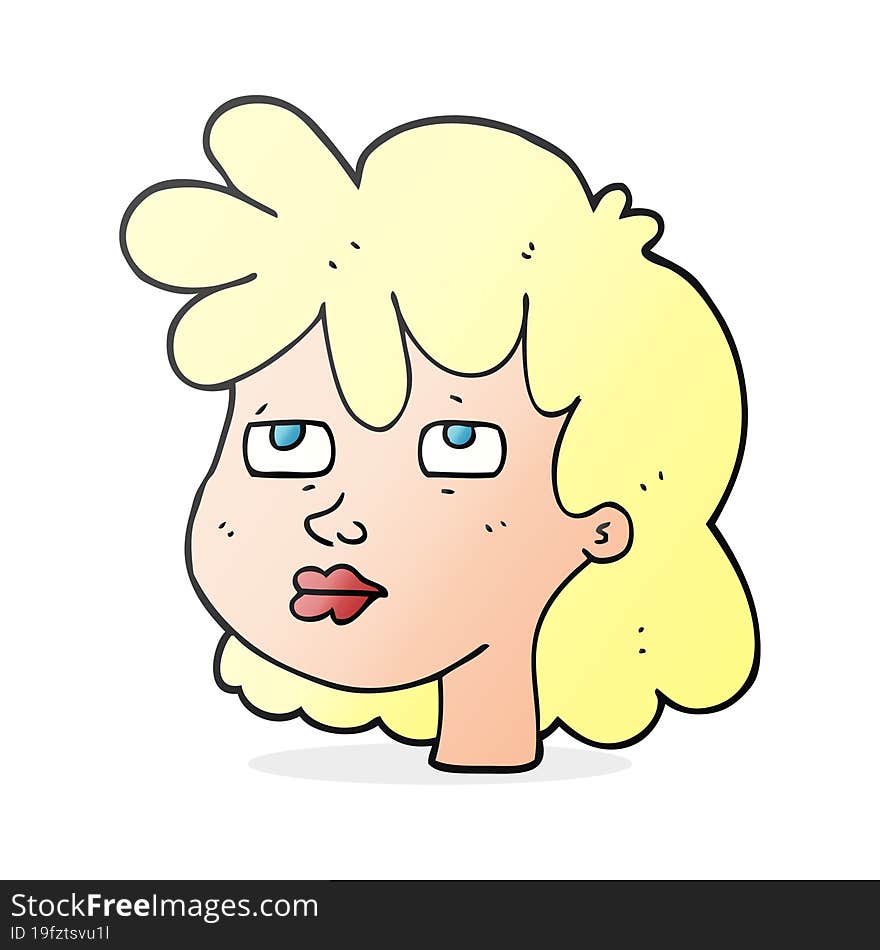 freehand drawn cartoon female face