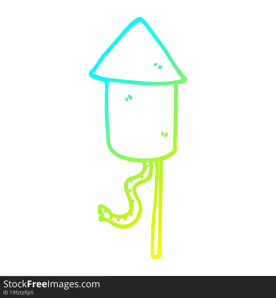 cold gradient line drawing cartoon rocket