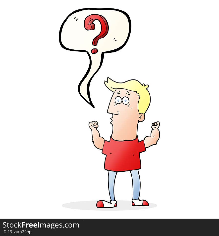 freehand drawn speech bubble cartoon man with question