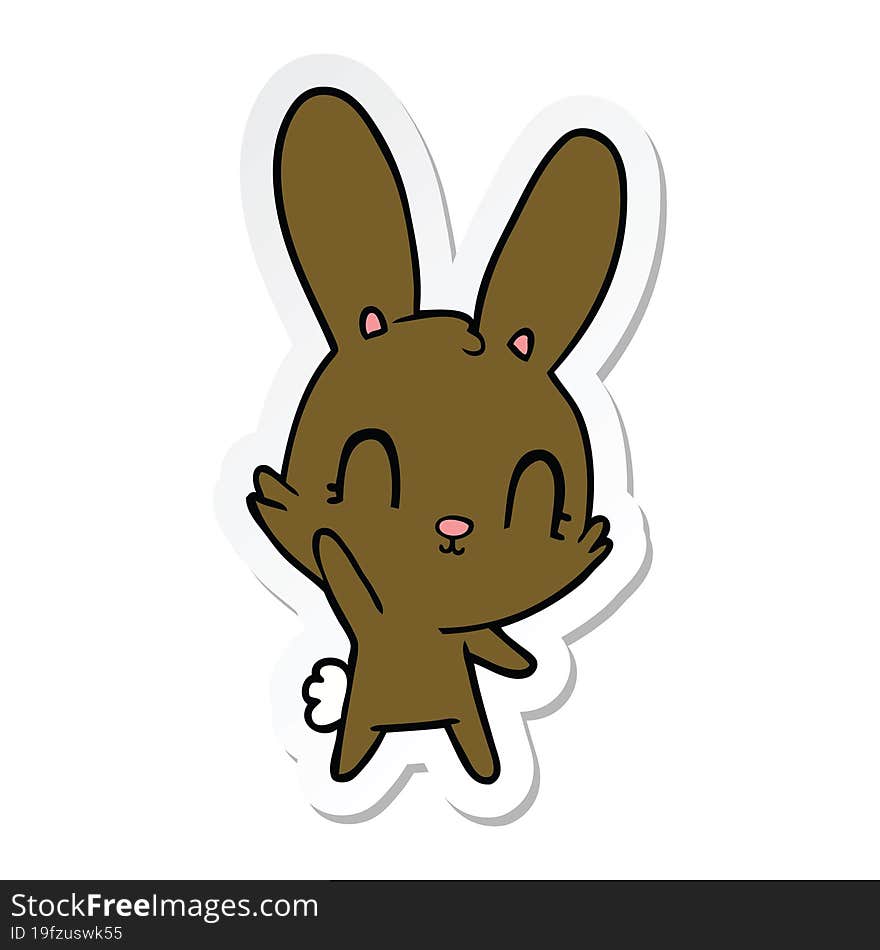 sticker of a cute cartoon rabbit