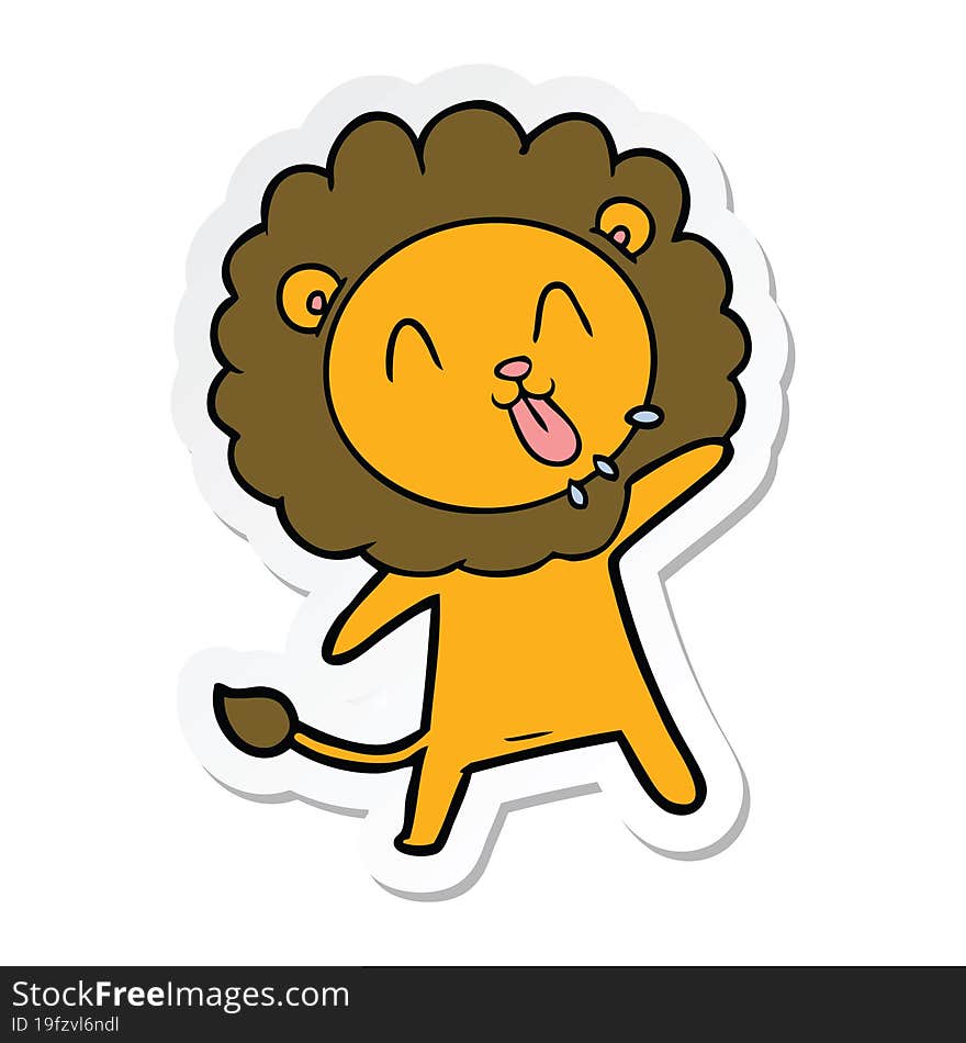 sticker of a happy cartoon lion