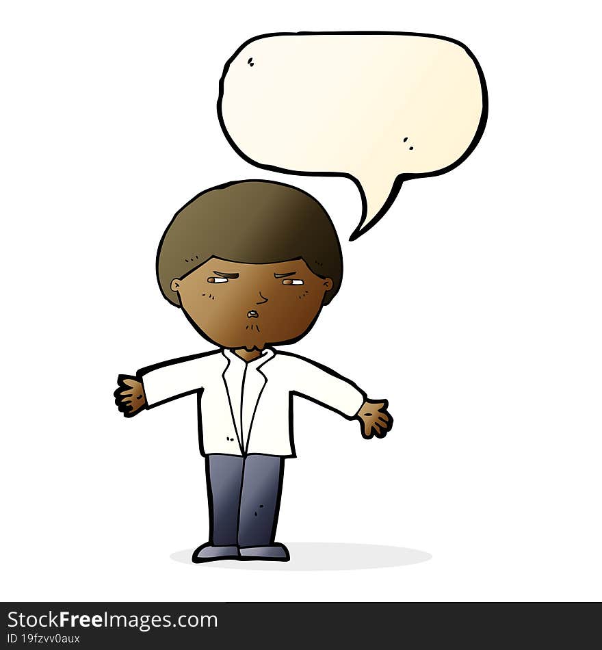 cartoon annoyed man with speech bubble