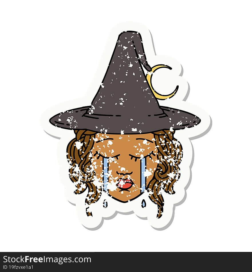 Crying Human Witch Character Illustration