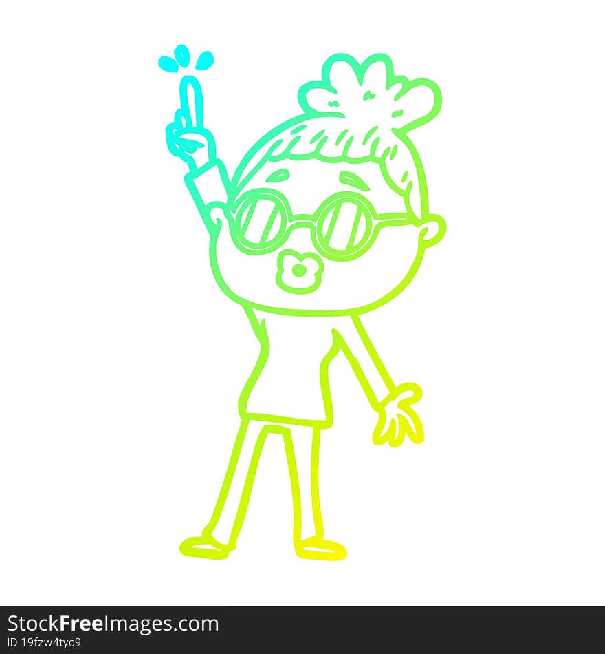 cold gradient line drawing cartoon dancing woman wearing spectacles