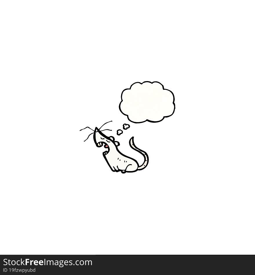 Cartoon White Mouse With Thought Bubble