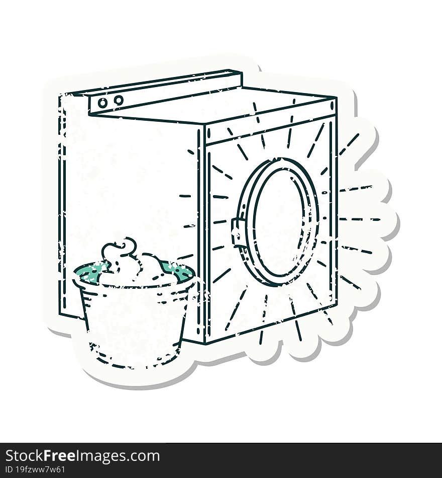 grunge sticker of tattoo style washing machine