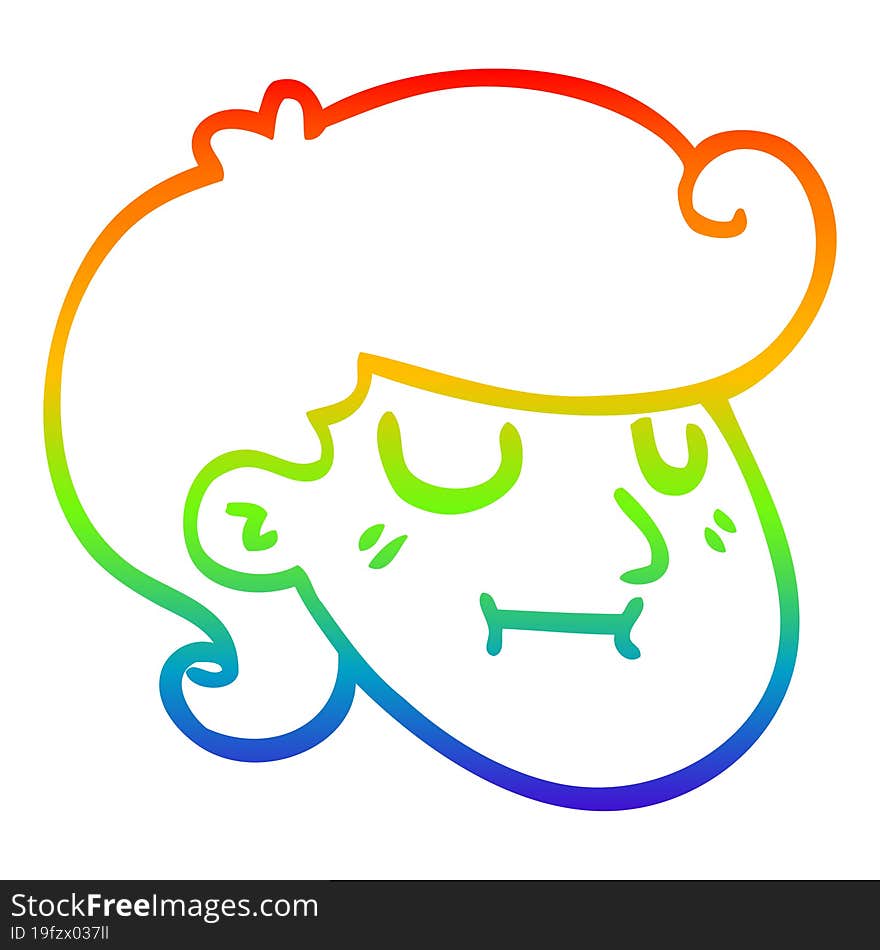 Rainbow Gradient Line Drawing Cartoon Happy Blond Boy