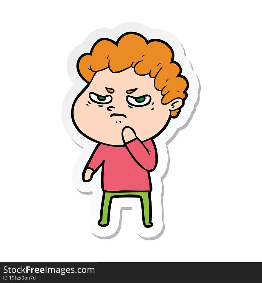 sticker of a cartoon angry man