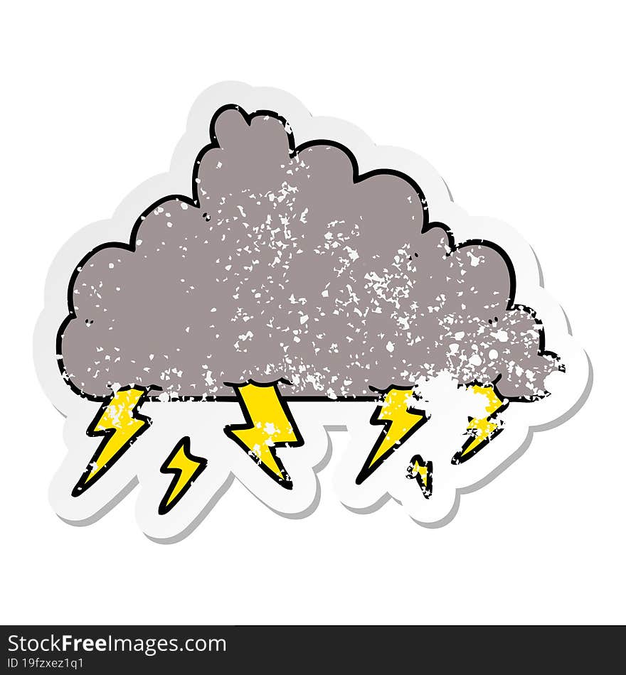 distressed sticker of a cartoon thundercloud