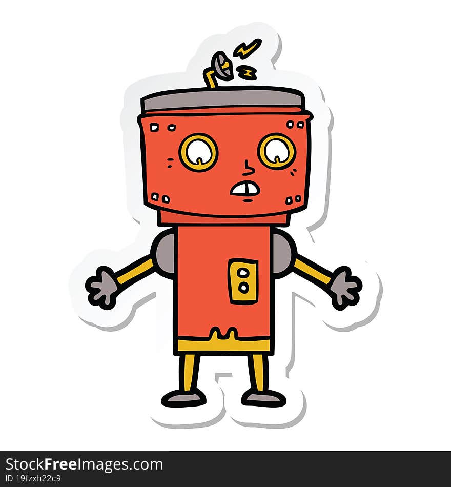 sticker of a cartoon robot