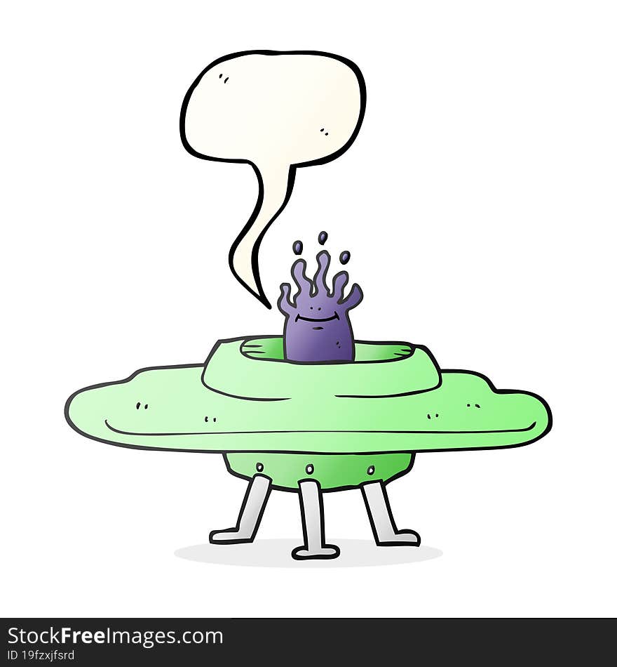 freehand drawn speech bubble cartoon flying saucer