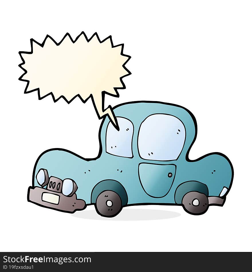 cartoon car with speech bubble