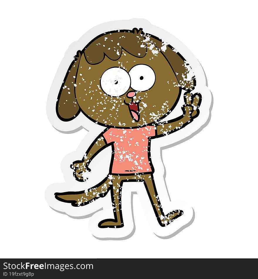 Distressed Sticker Of A Cute Cartoon Dog