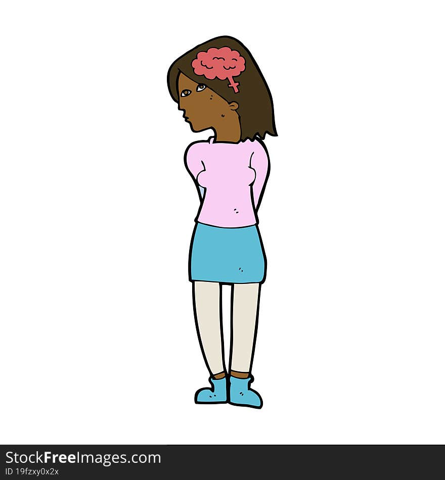 cartoon brainy woman