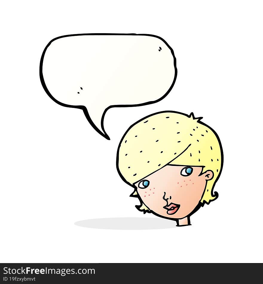 Cartoon Friendly Woman With Speech Bubble