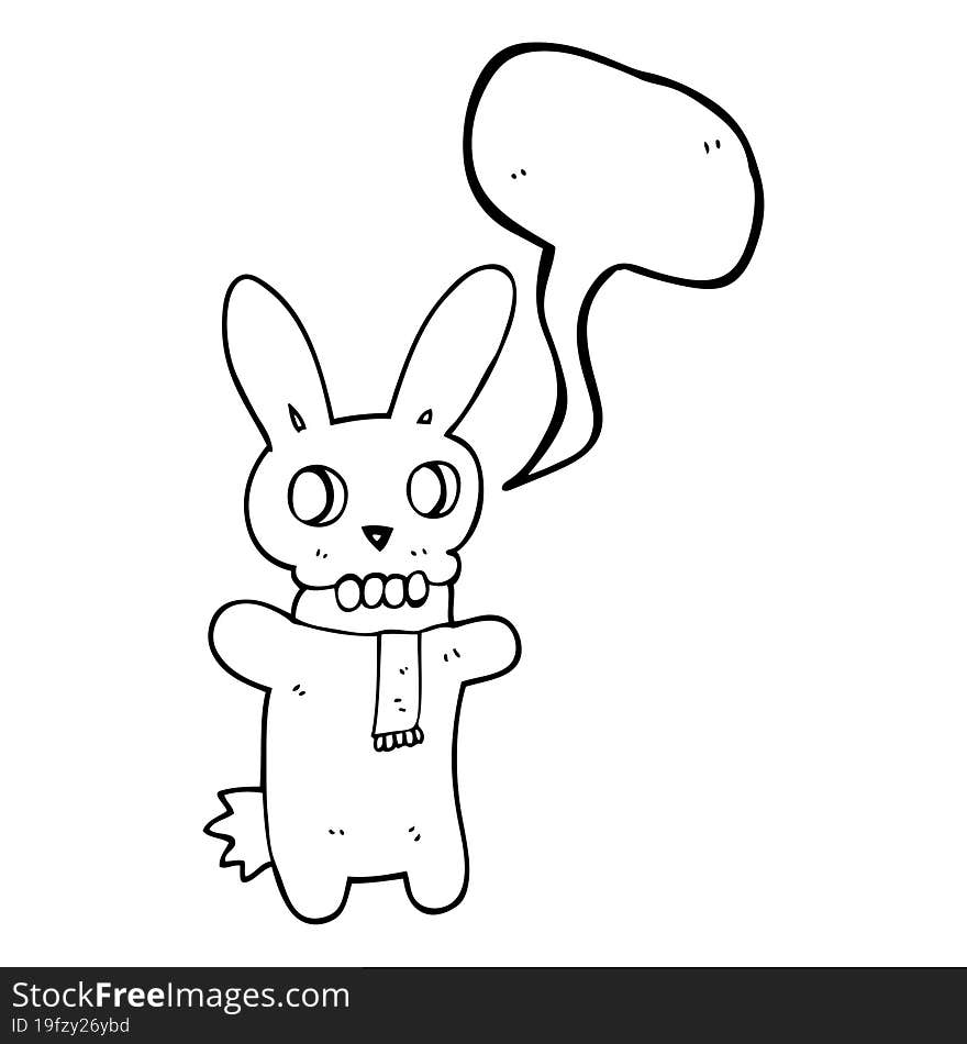 speech bubble cartoon spooky skull rabbit