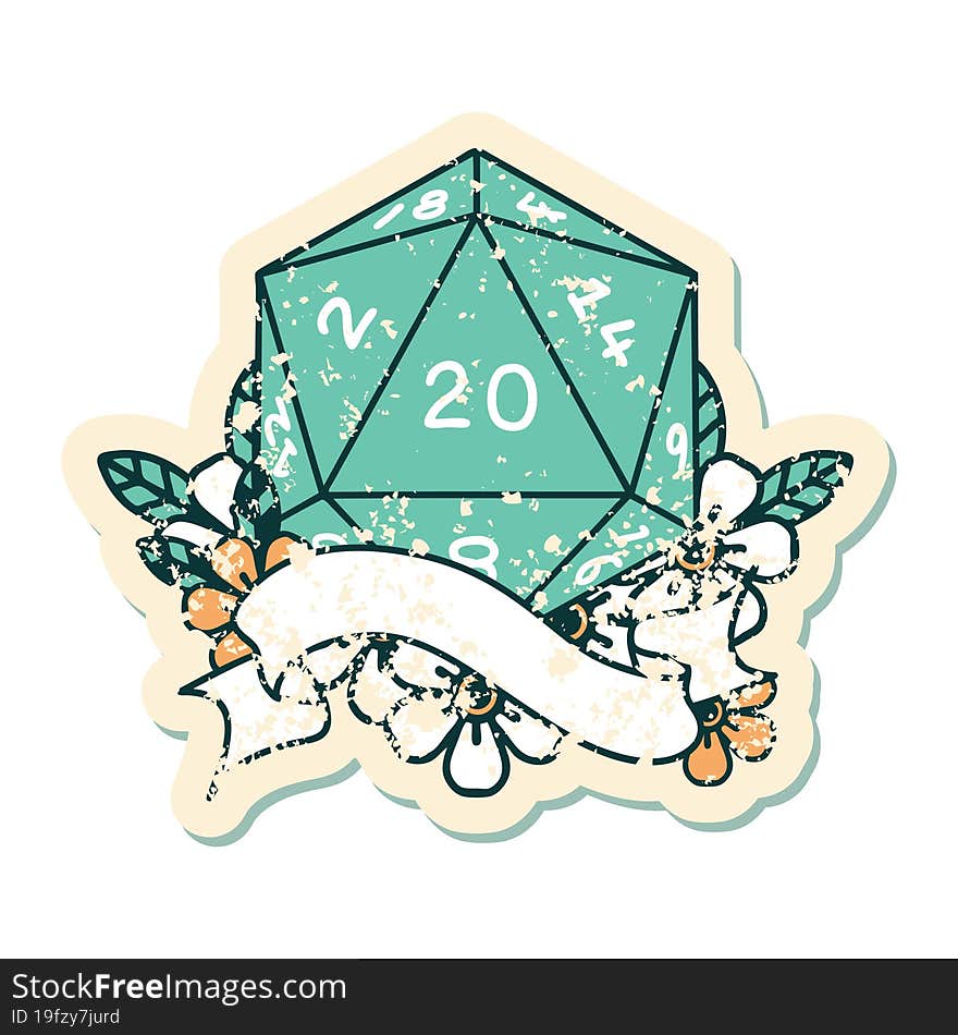 natural twenty D20 dice roll illustration