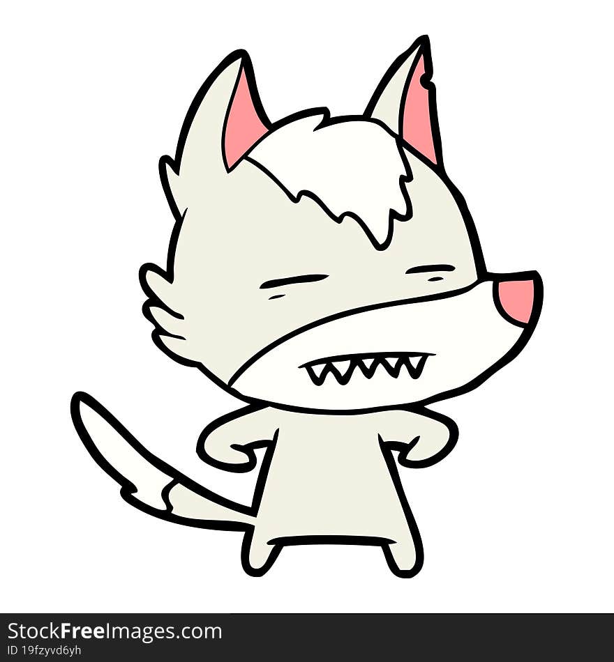 cartoon wolf showing teeth. cartoon wolf showing teeth