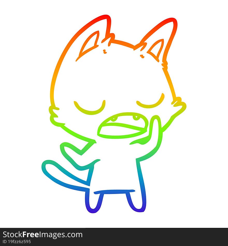 rainbow gradient line drawing talking cat cartoon