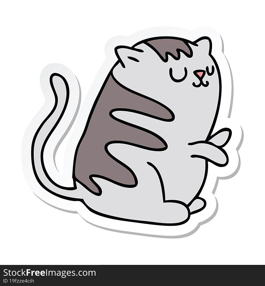 Sticker Of A Quirky Hand Drawn Cartoon Cat