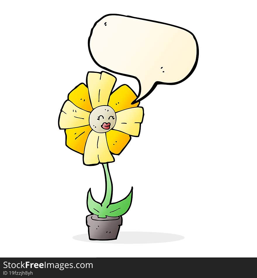 Cartoon Flower With Speech Bubble