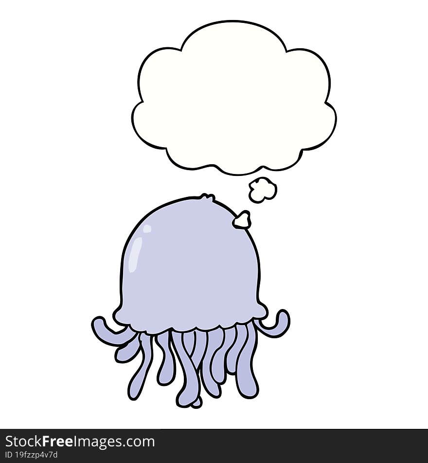 cartoon jellyfish and thought bubble