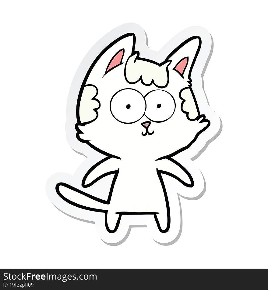 sticker of a happy cartoon cat