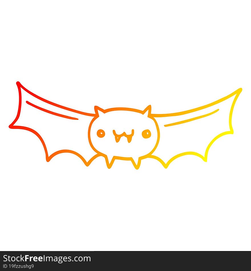 warm gradient line drawing cartoon vampire bat