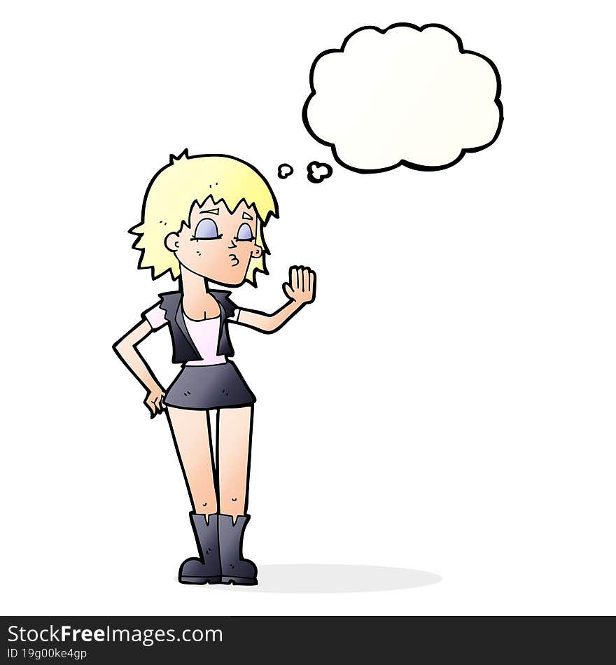 Cartoon Cool Girl With Thought Bubble