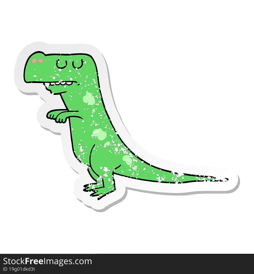 Distressed Sticker Of A Cartoon Dinosaur